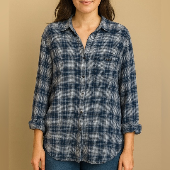 ROLLAS Australia Womens Brontë Checkered Button Down Shirt Blue Size 12 - Picture 1 of 10